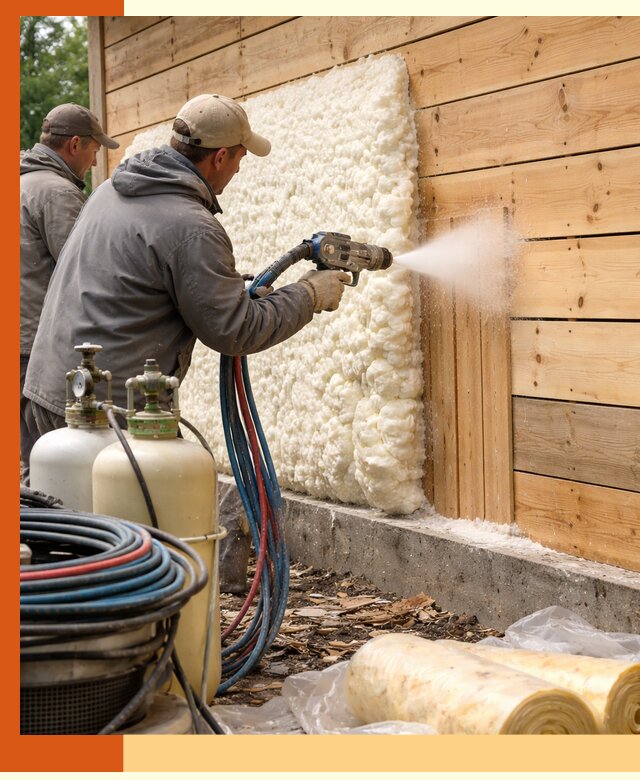 Утепление деревянного дома пенополиуретаном в Дедовске