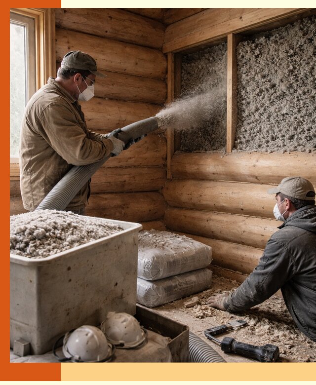 Утепление дома из бруса эковатой в Дедовске