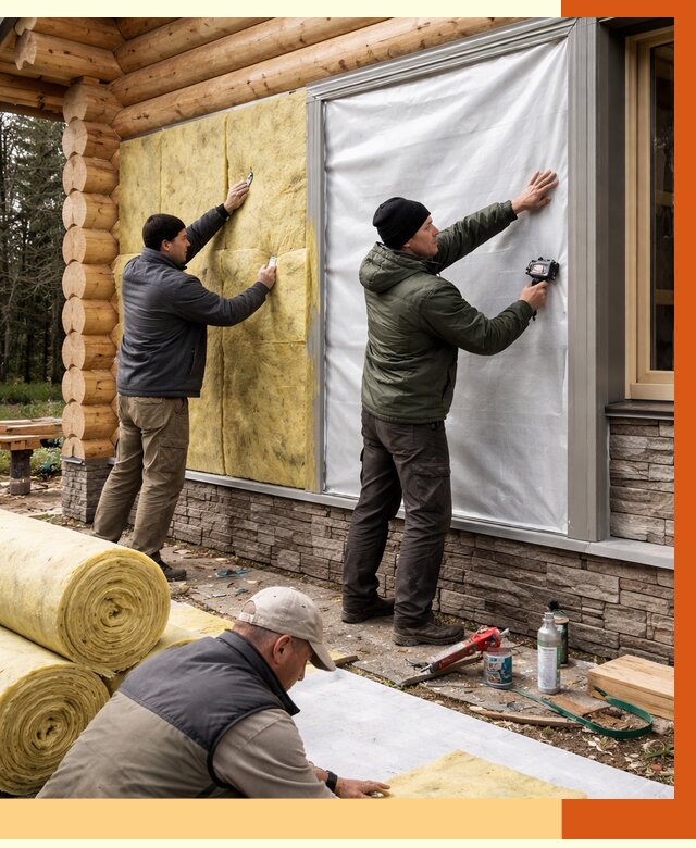 Утепление бревенчатого дома в Дедовске от 8411 руб/м2 — заказать под ключ | ТепломастерДдв