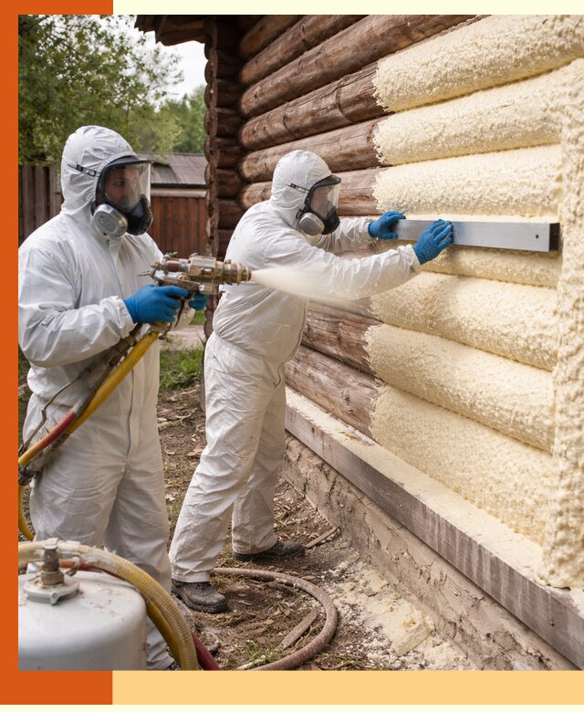 Утепление бревенчатого дома ППУ в Дедовске эффективной изоляцией