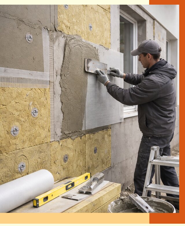 Утепление фасада под штукатурку в Дедовске от 4618 руб/м2 — монтаж пенопластом и минватой | ТепломастерДдв