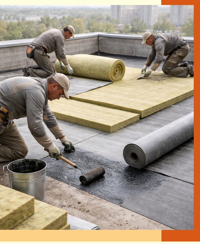 Утепление плоской крыши в Дедовске от 7916 руб./м2 под ключ | ТепломастерДдв