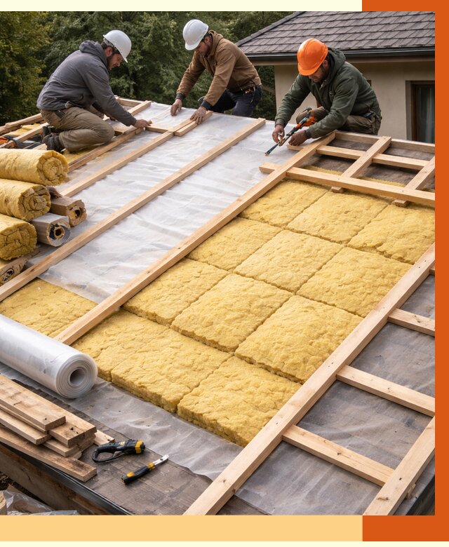 Утепление скатной крыши в Дедовске от 1374 руб./м2 под ключ | ТепломастерДдв