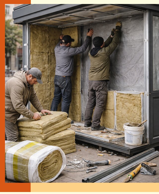 Утепление павильона шаурмы под ключ в Дедовске