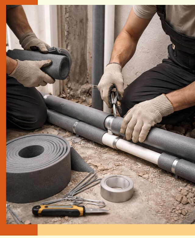 Утепление труб водоснабжения в Дедовске — монтаж и защита сети