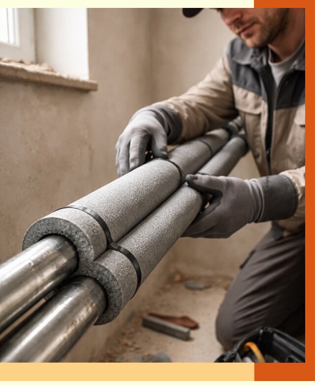 Утепление труб отопления в Дедовске от 3134 руб. за м² — услуги под ключ | ТепломастерДдв