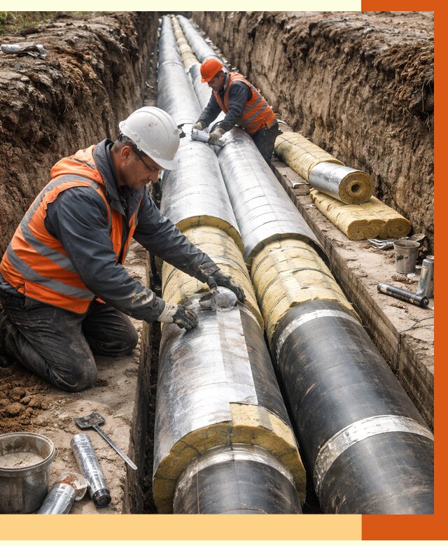 Утепление теплотрассы в Дедовске от 4948 руб./м2 — ппу и комплексная изоляция | ТепломастерДдв