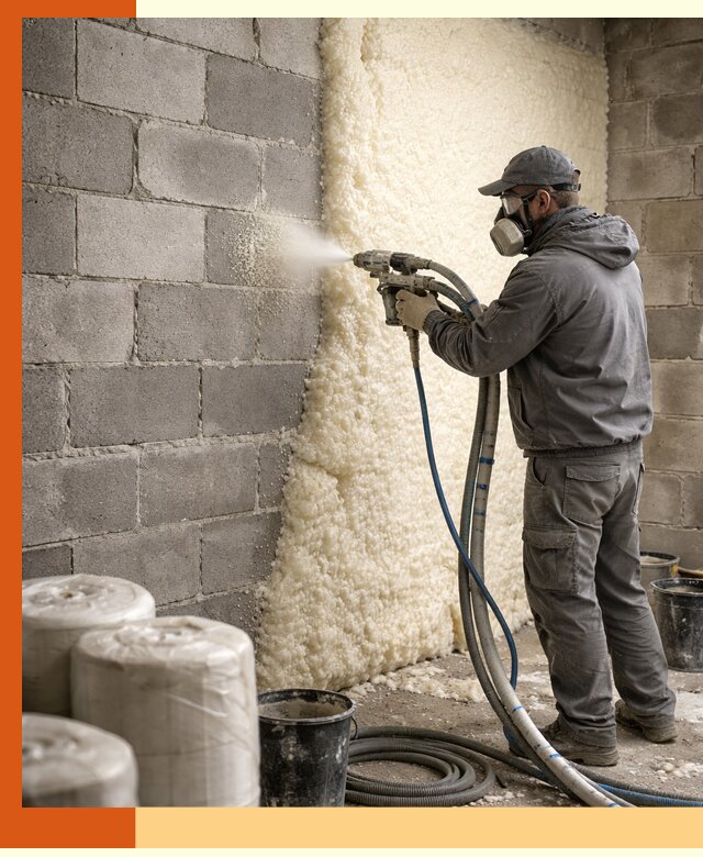 Утепление блочной стены ППУ в Дедовске качественно и надёжно