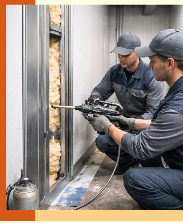 Заполнение пустот холодильных панелей в Дедовске специализированной пеной