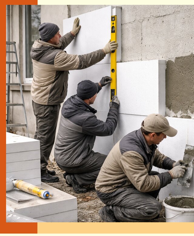 Утепление пенопластом наружных стен и фасадов в Дедовске