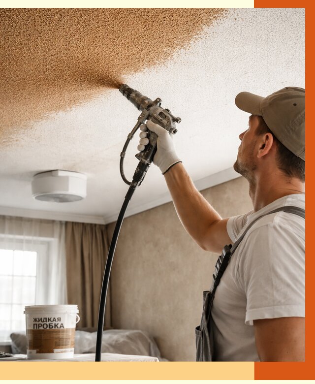 Утепление потолка жидкой пробкой в Дедовске от 3848 руб. | ТепломастерДдв