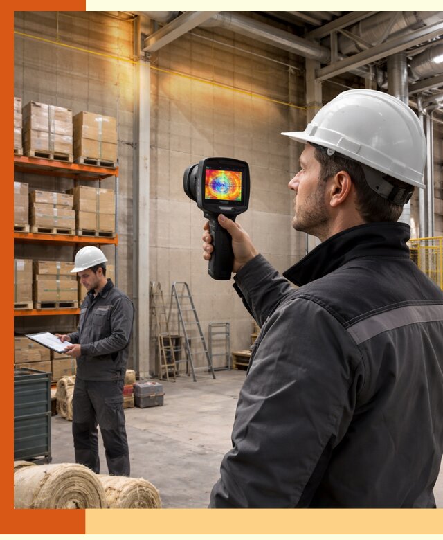 Тепловизионное обследование склада и выявление утечек в Дедовске