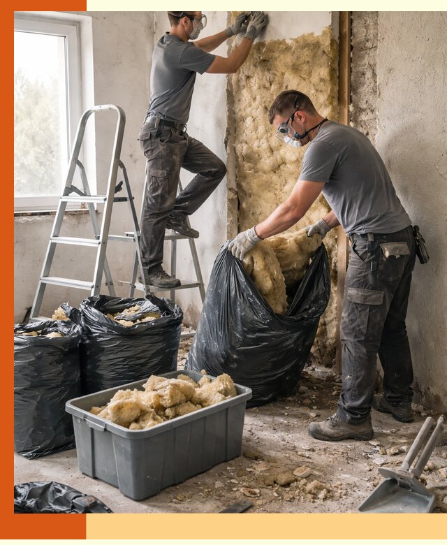 Демонтаж старого утеплителя и вывоз отходов в Дедовске